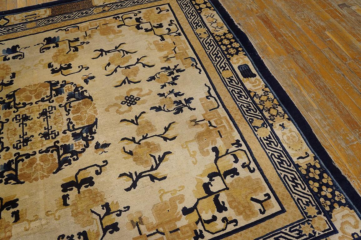 Wool Mid 19th Century W. Chinese Ningxia Carpet ( 6'6