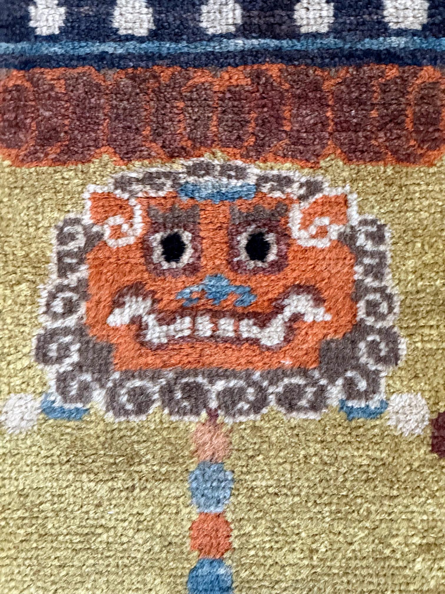 Antique Chinese Ningxia Tibetan Dragon Pillar Rug Qing Dynasty For Sale 9