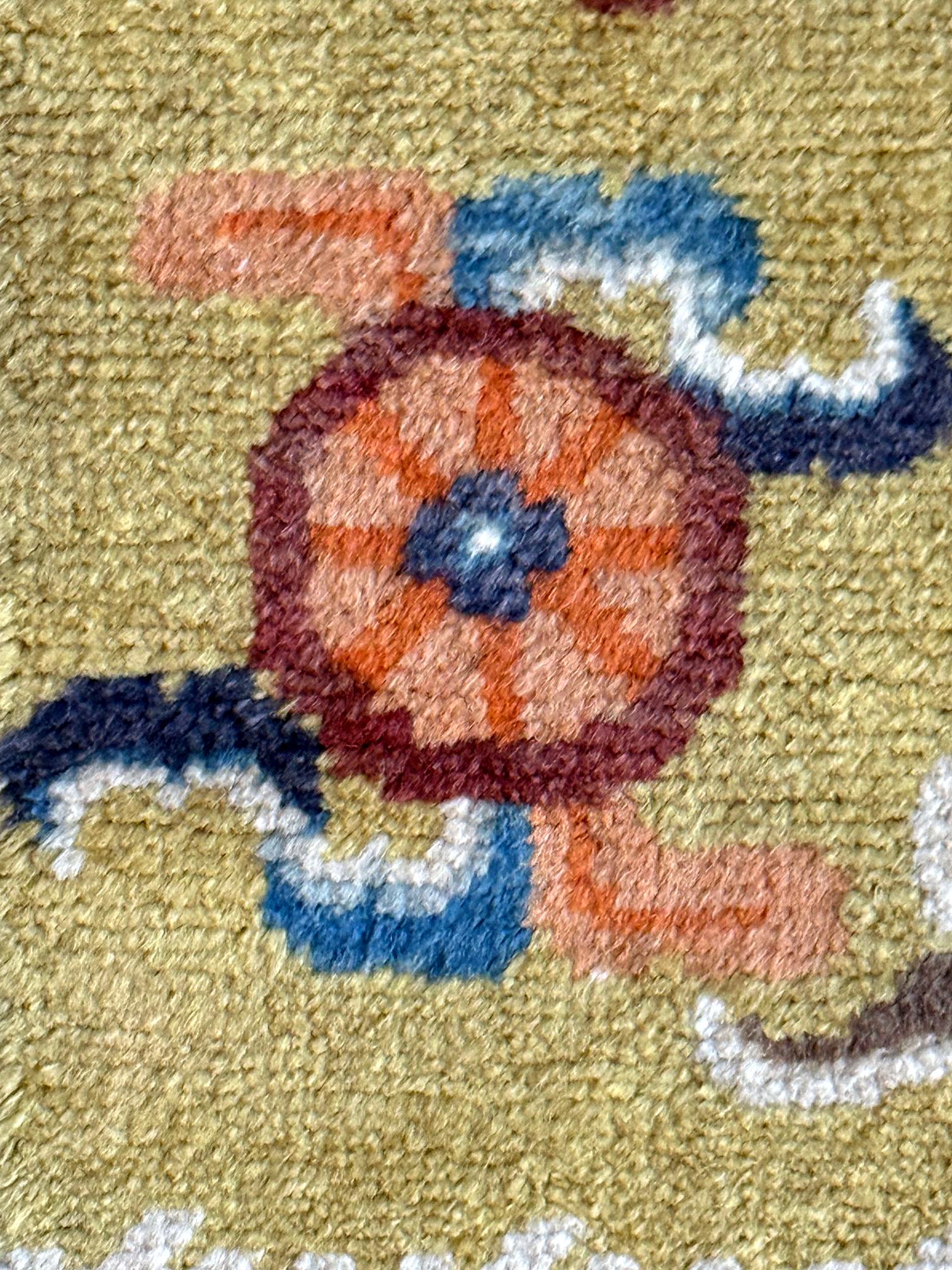 Antique Chinese Ningxia Tibetan Dragon Pillar Rug Qing Dynasty For Sale 12