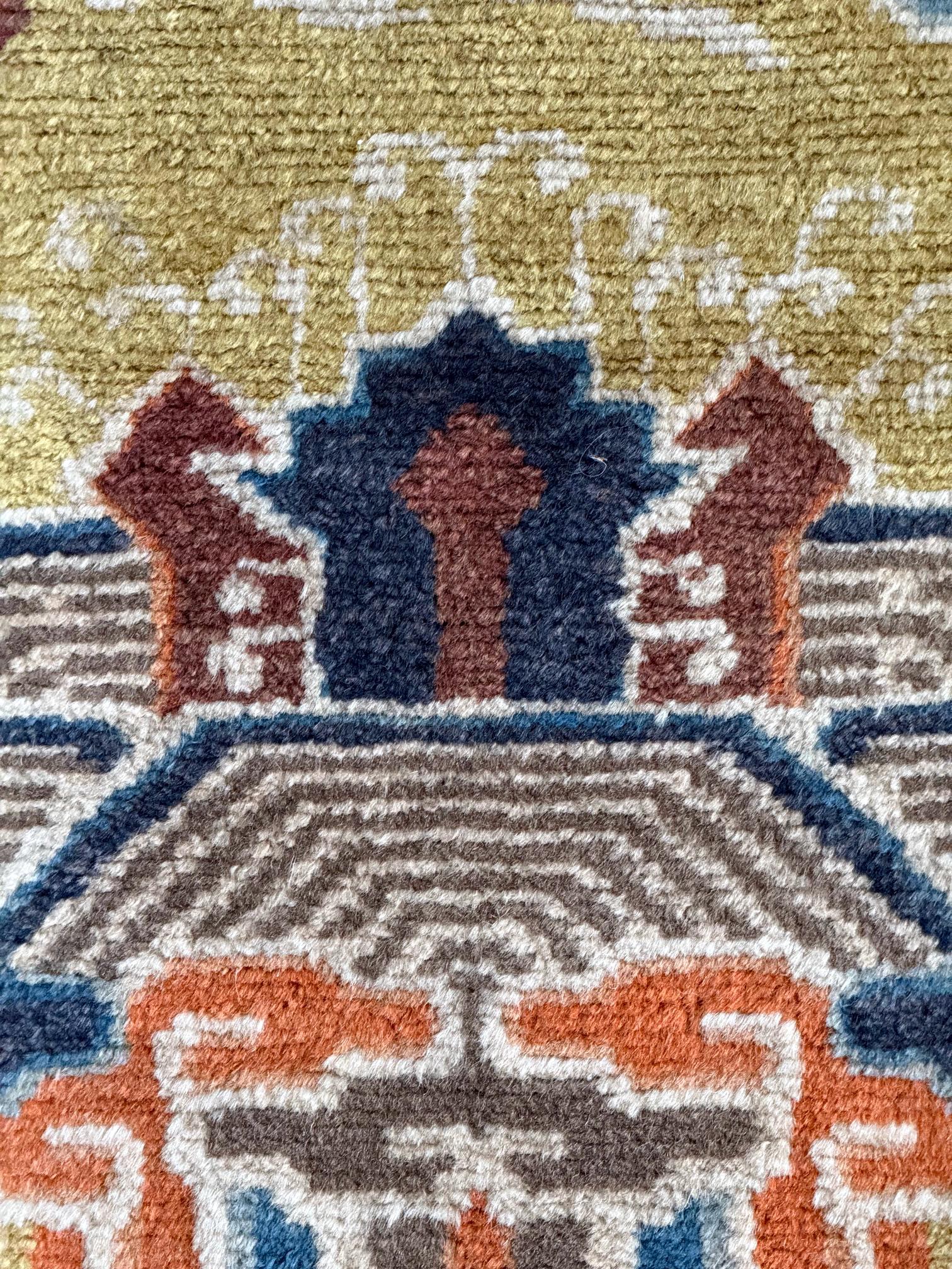 Antique Chinese Ningxia Tibetan Dragon Pillar Rug Qing Dynasty For Sale 1