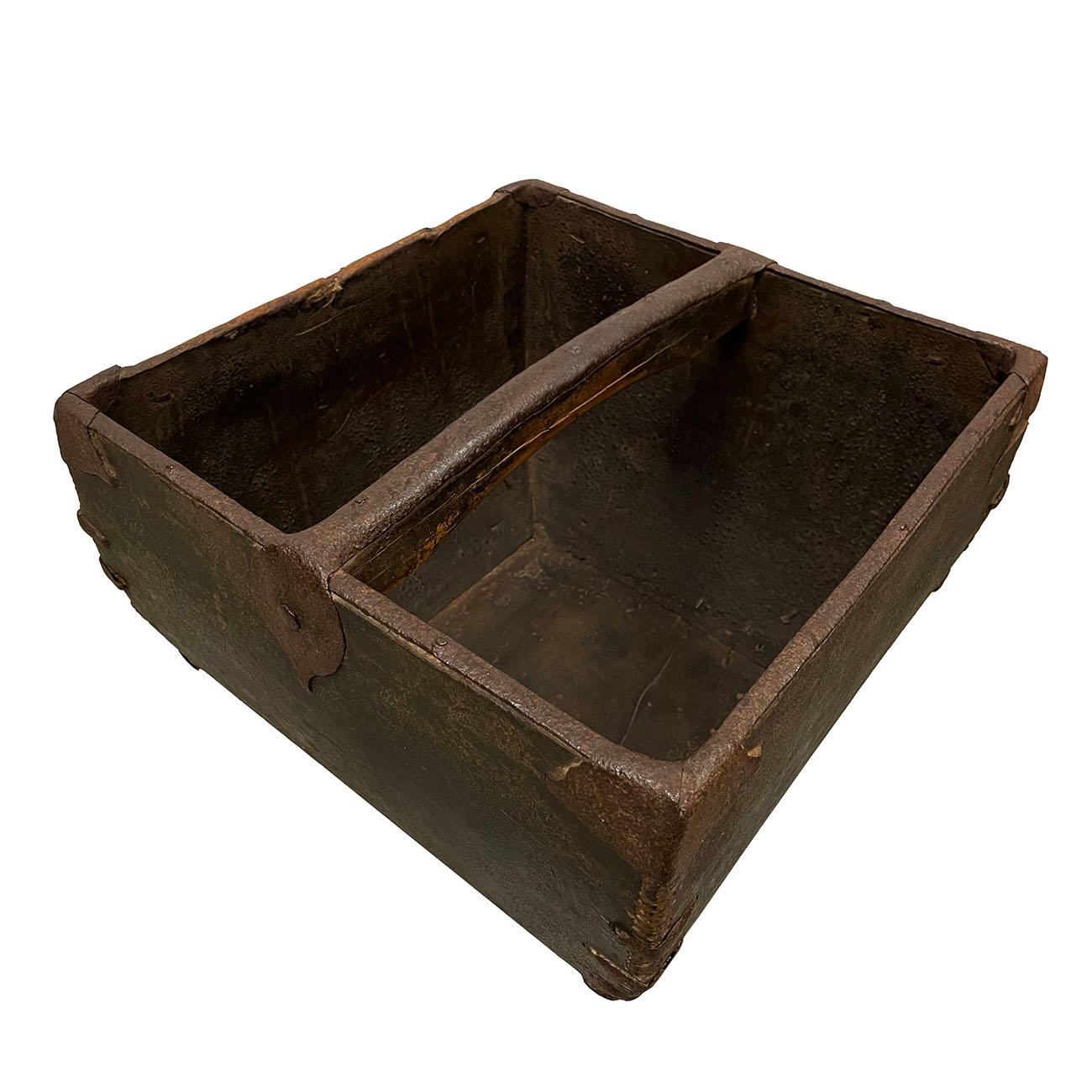 19th Century Antique Chinese Official Wooden Rice Grain Bucket For Sale