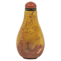 Antike chinesische, undurchsichtige, mehrlagige Bernstein-Schnupftabakflasche 18c Qing