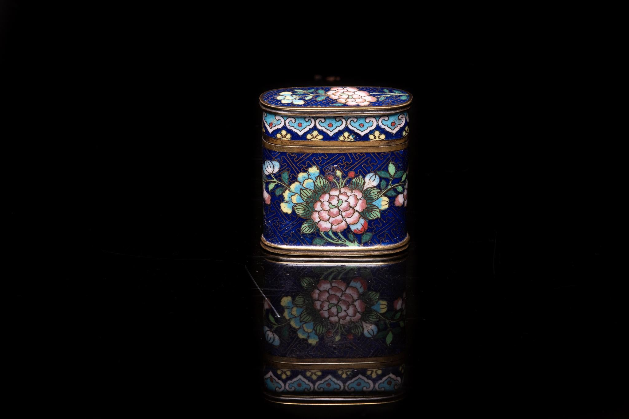 Antike chinesische Opiumdose aus Cloisonné-Emaille im Zustand „Gut“ im Angebot in Leuven , BE