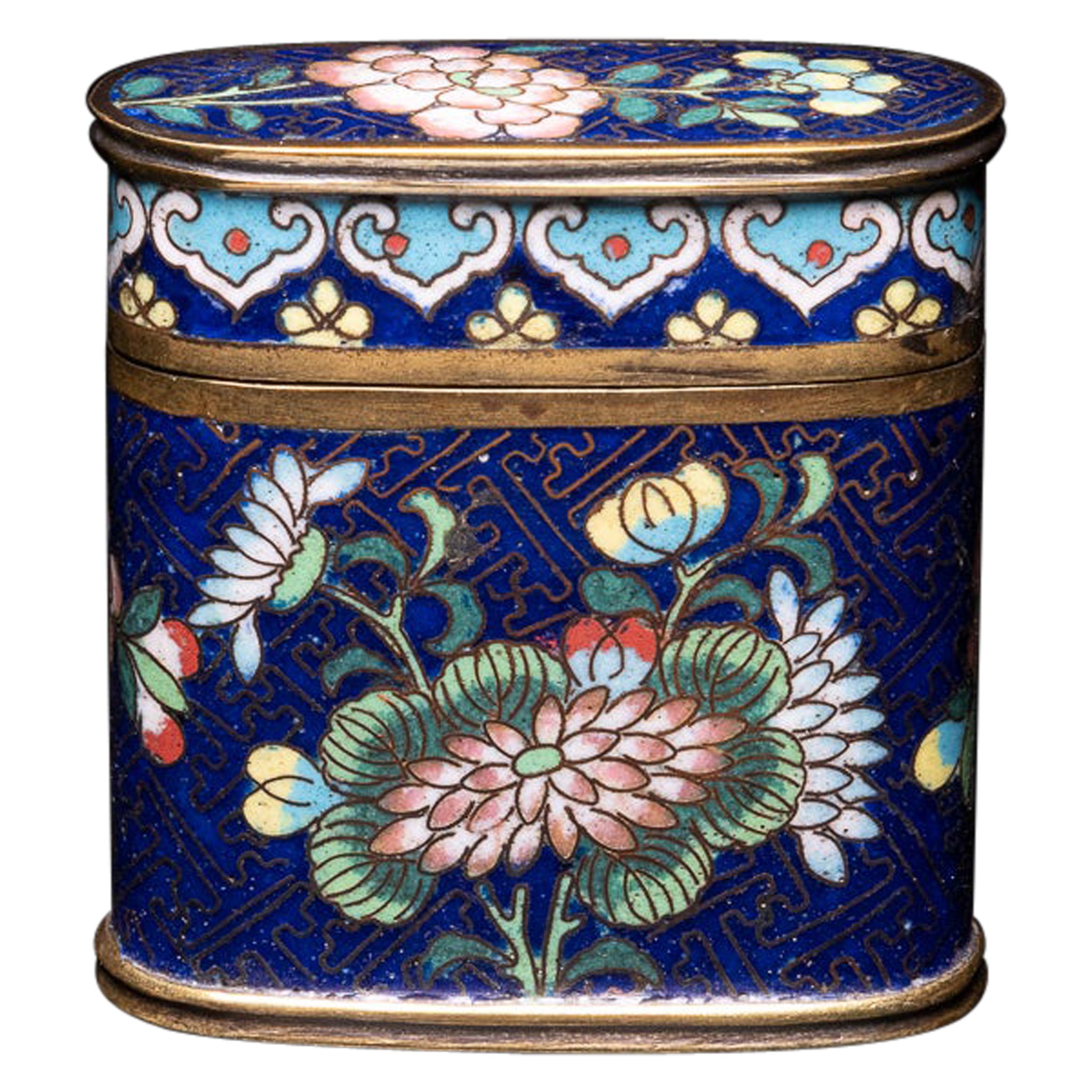 Antike chinesische Opiumdose aus Cloisonné-Emaille