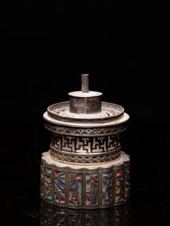 Antique Chinese Opium Lamp with Round Base that is Multi-lobed