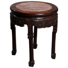 Antique Chinese Oriental Carved Rosewood Marble Top Fern Stand, circa 1900