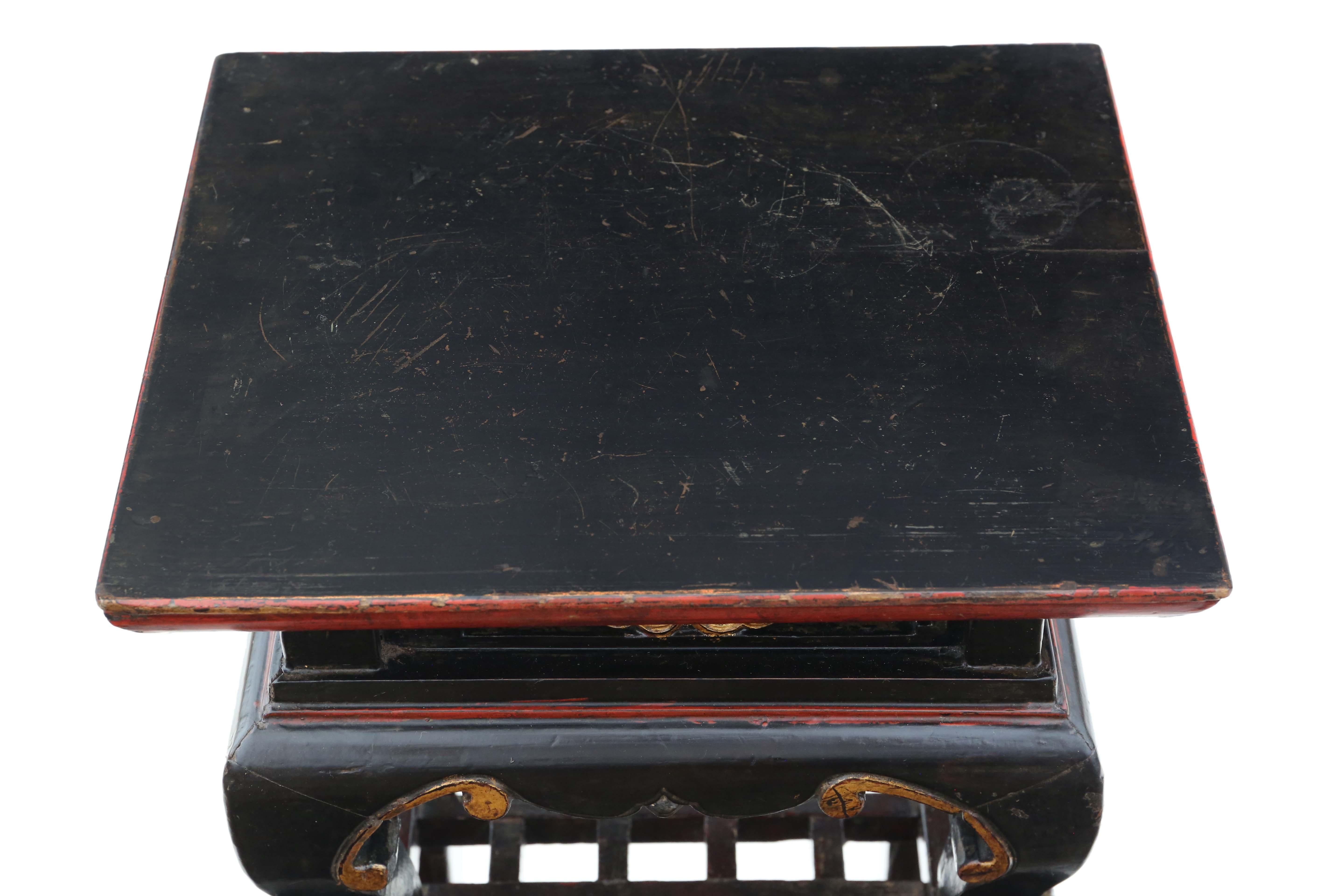 Antique Chinese oriental painted side occasional table stand C1920 In Good Condition For Sale In Wisbech, Cambridgeshire