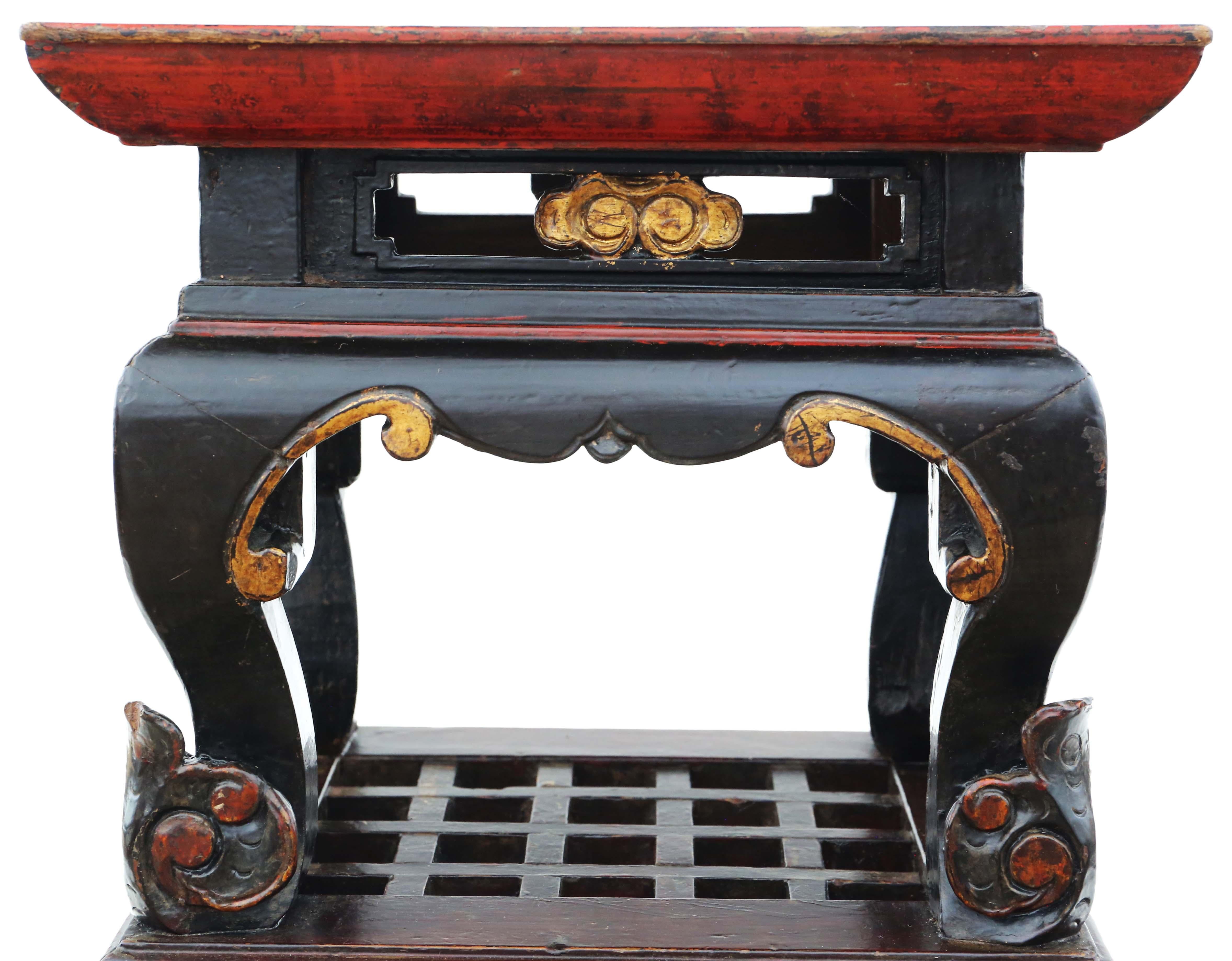 Antiker chinesischer orientalisch bemalter Beistelltisch Stand C1920 (Frühes 20. Jahrhundert) im Angebot