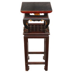 Antique Chinese oriental painted side occasional table stand C1920