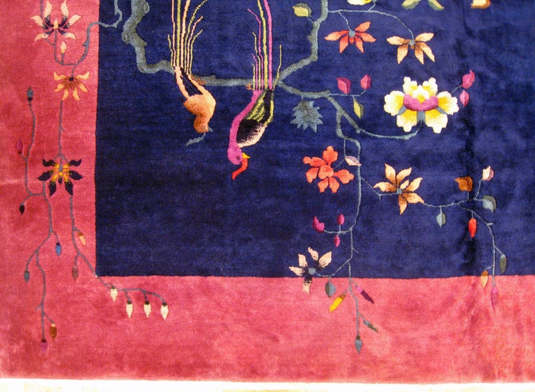 Antique Chinese Oriental Rug, in Room Size, W Open Field and Flowers ...