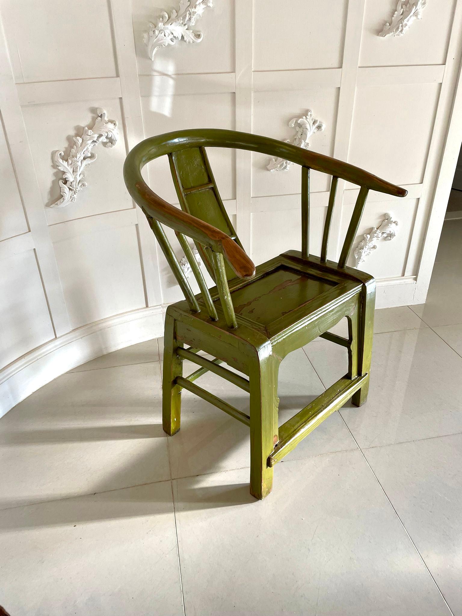 Antique Chinese Original Quality Painted Armchair In Good Condition In Suffolk, GB