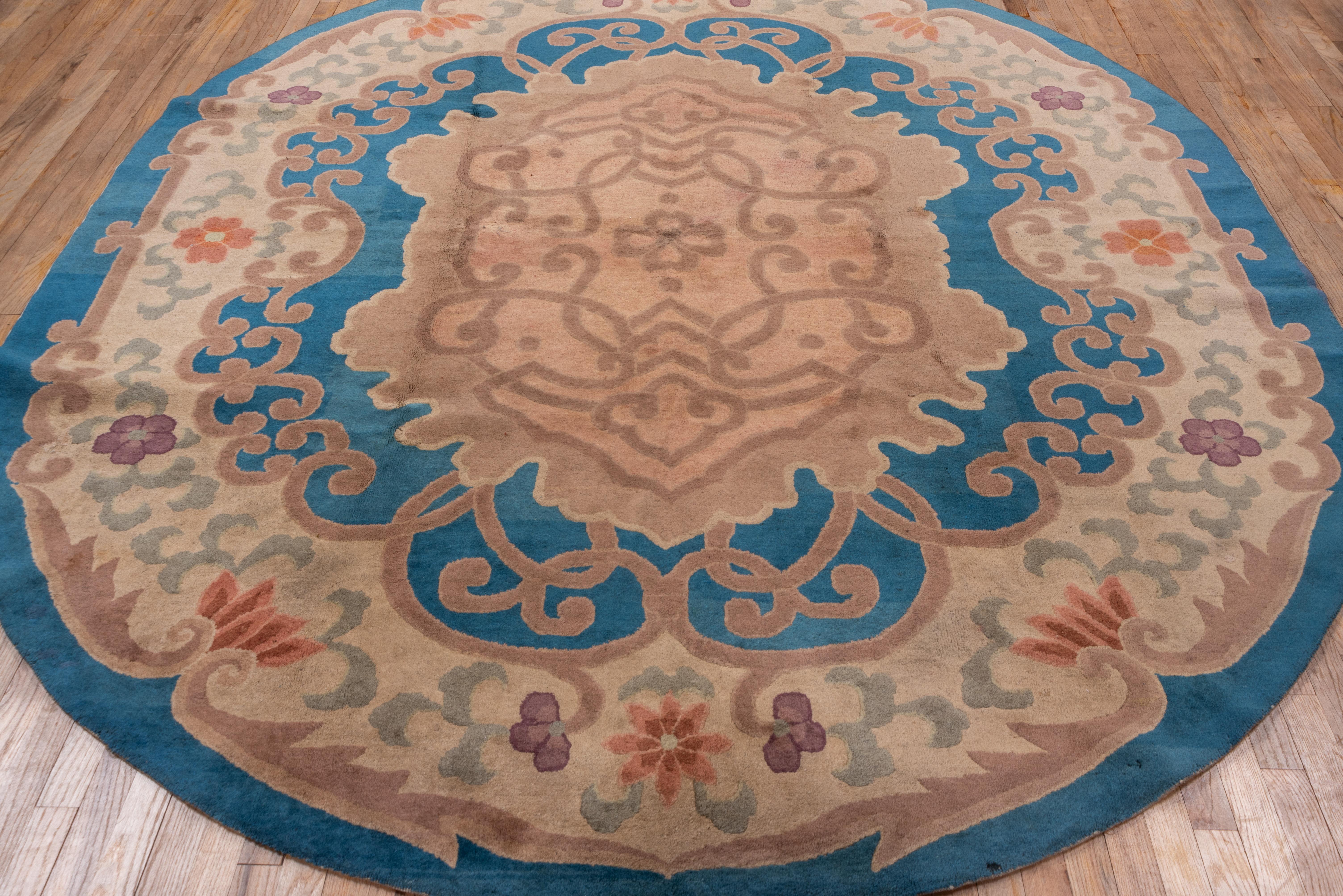 Chinese Export Antique Chinese Oval Carpet, Peking, circa 1930s For Sale