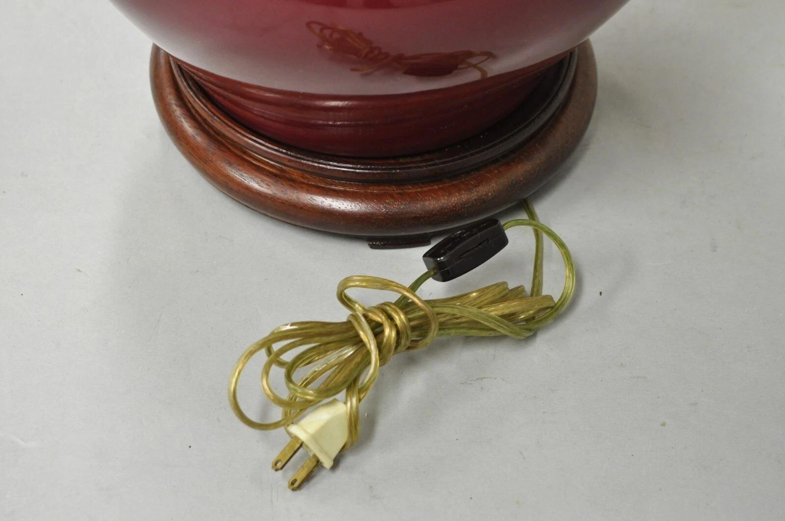 Antique Chinese Oxblood Red Glazed Porcelain Bulbous Jardinierie Table Lamp For Sale 3