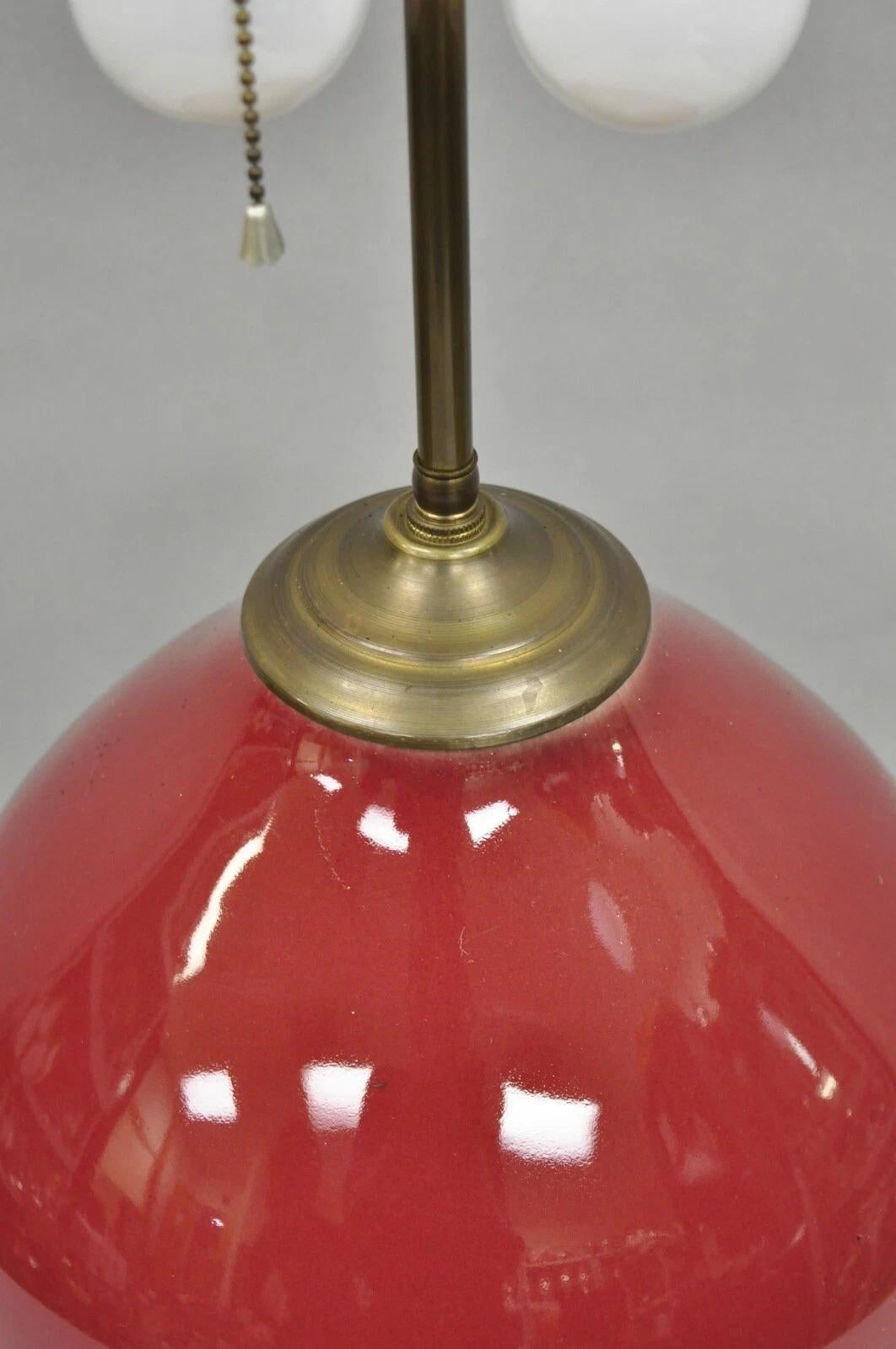 Antique Chinese Oxblood Red Glazed Porcelain Bulbous Jardinierie Table Lamp In Good Condition For Sale In Philadelphia, PA
