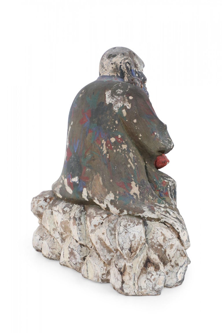 Antique Chinese Painted Clay Buddha Statue For Sale at 1stDibs