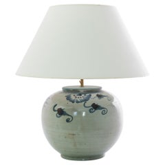 Antique Chinese Painted Glaze Ceramic Vase Table Lamp