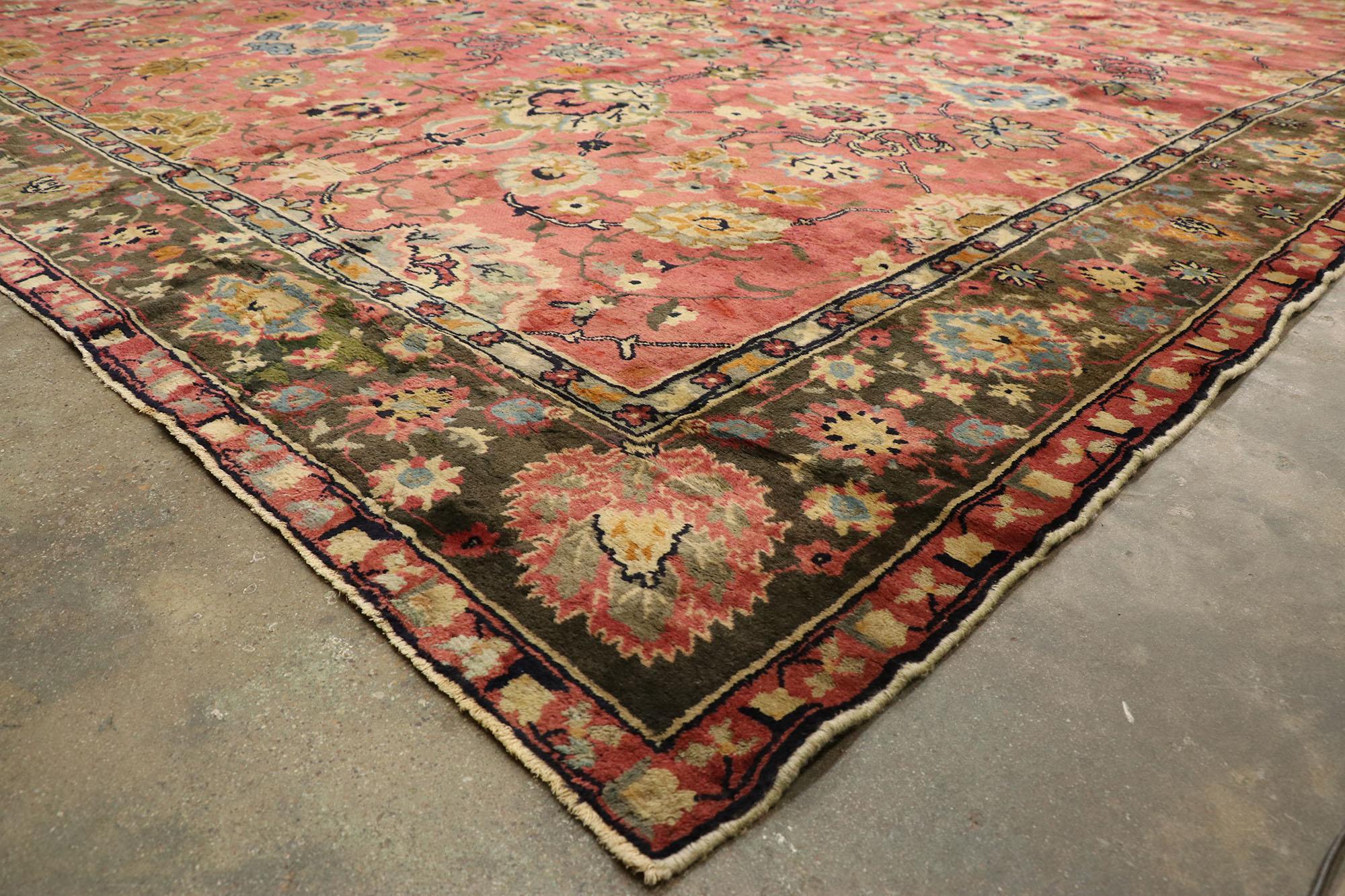 20th Century Antique Chinese Tabriz Rug Hotel Lobby Size Carpet For Sale