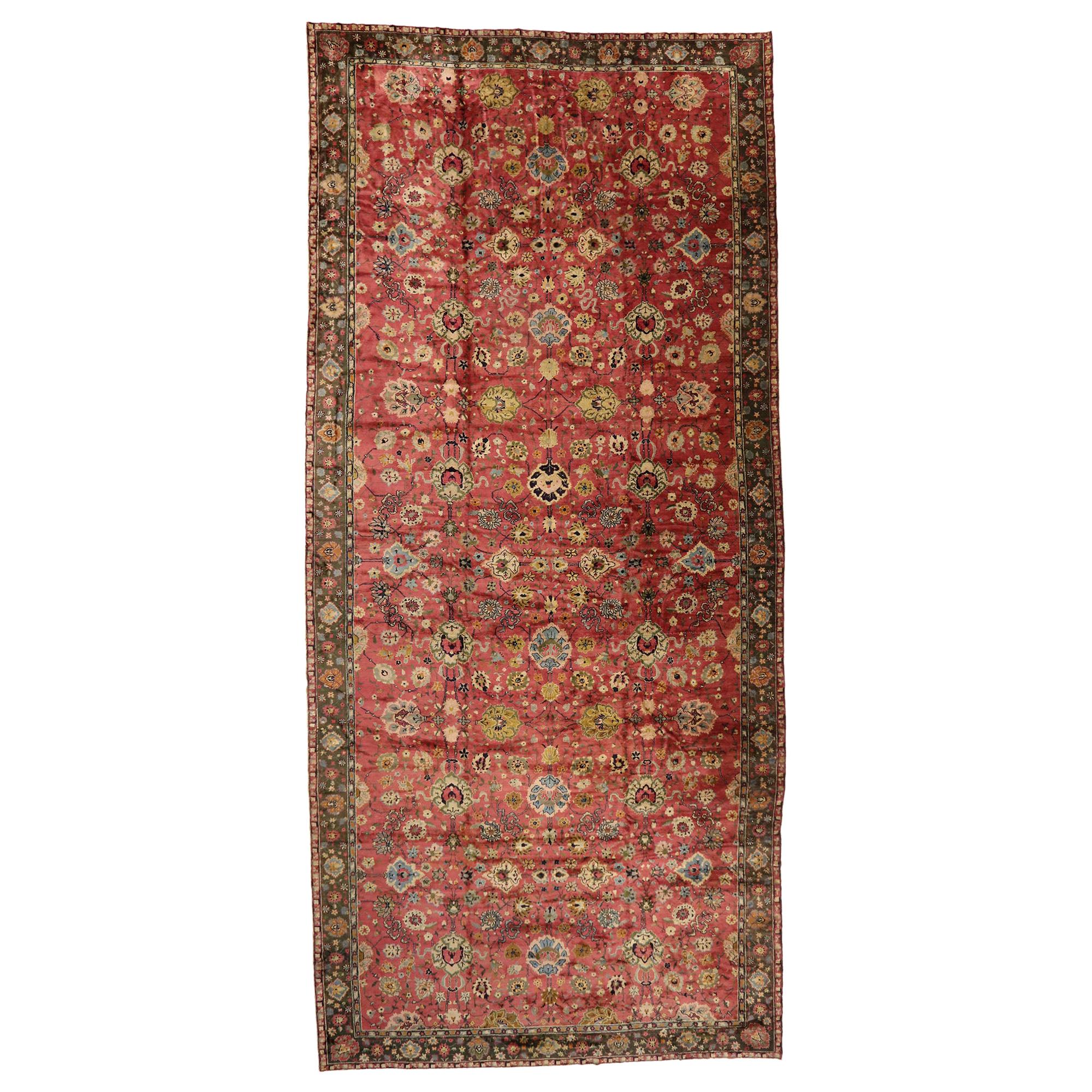 Antique Chinese Tabriz Rug Hotel Lobby Size Carpet For Sale