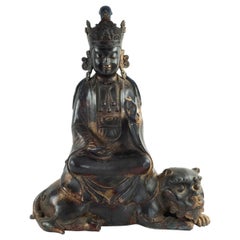 Antique Chinese Parcel Gilt Bronze Quan Yin