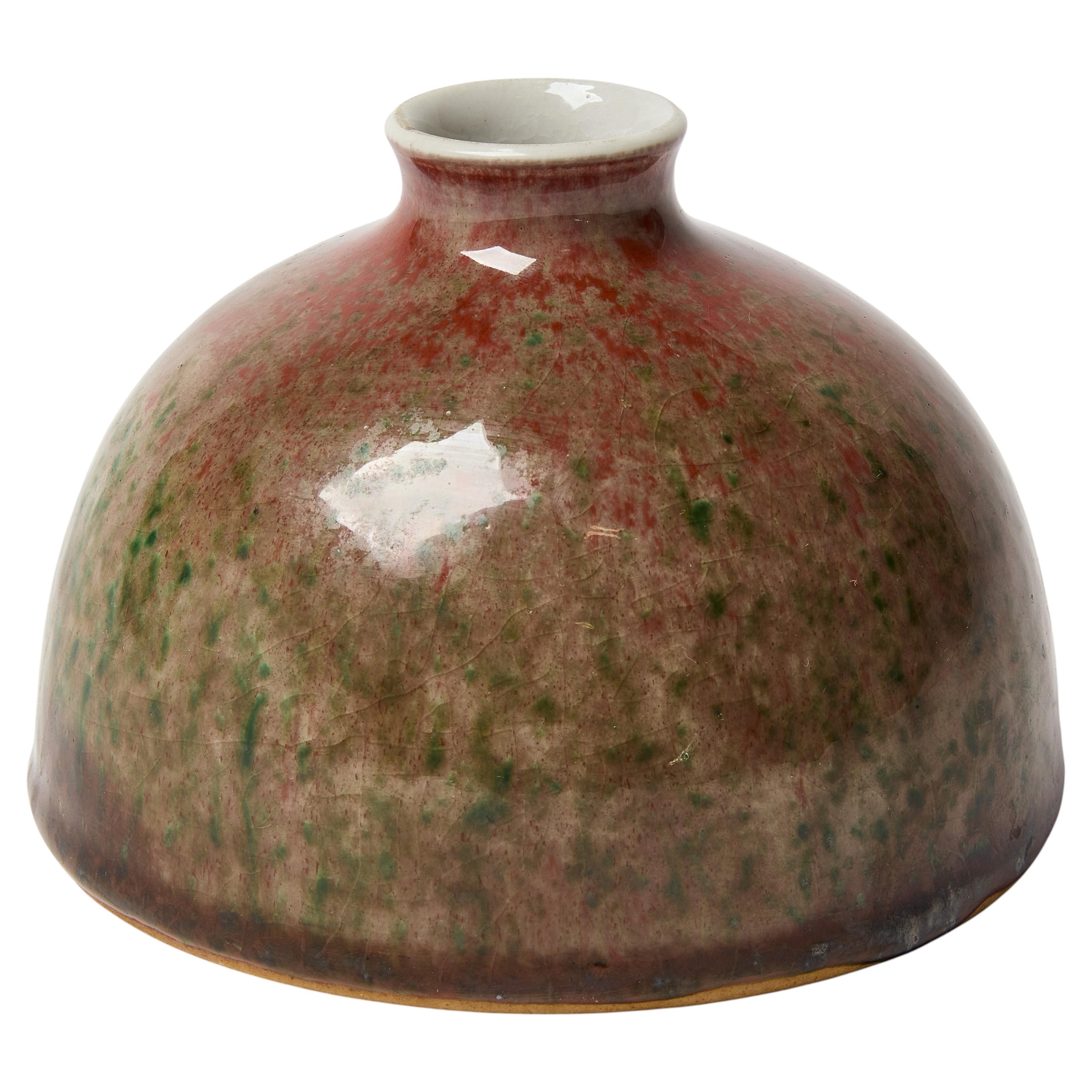 Antigua vasija de agua china esmaltada con flor de melocotón Taibai Zun