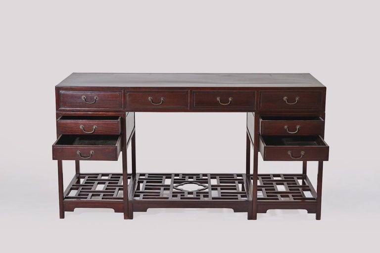 Antique Chinese Pedestal Desk; circa 1850 'Late Qing Dynasty' For Sale 4