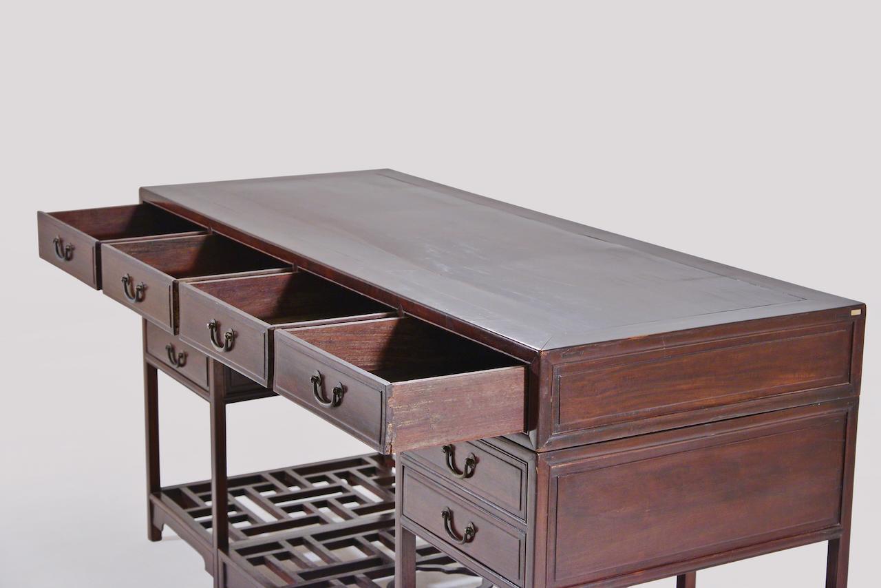 Antique Chinese Pedestal Desk; circa 1850 'Late Qing Dynasty' For Sale 3