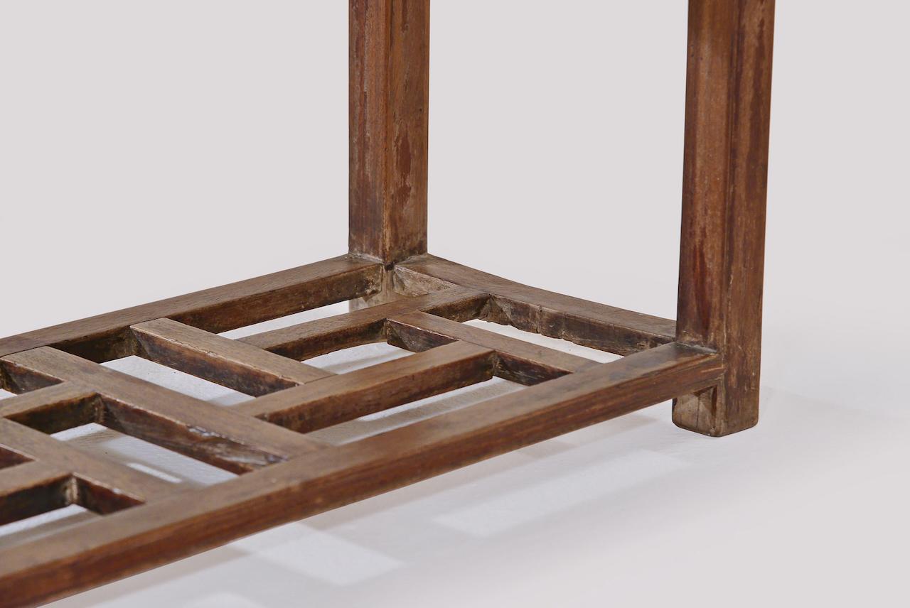 Antique Chinese Pedestal Desk with Inlaid Marble; circa 1850 'Late Qing