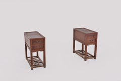 Antique Chinese Pedestal Desk with Inlaid Marble; circa 1850 'Late Qing Dynasty'