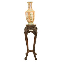 Antique Chinese Pedestal Stand Table Carved, 1840