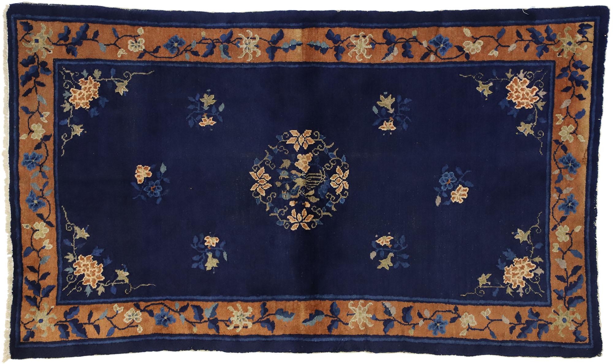 Ancien tapis d'appoint chinois de Pékin de style Art déco chinois en vente 2