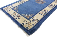 Antique Chinese Peking Accent Rug with Neoclassical Chinoiserie Style