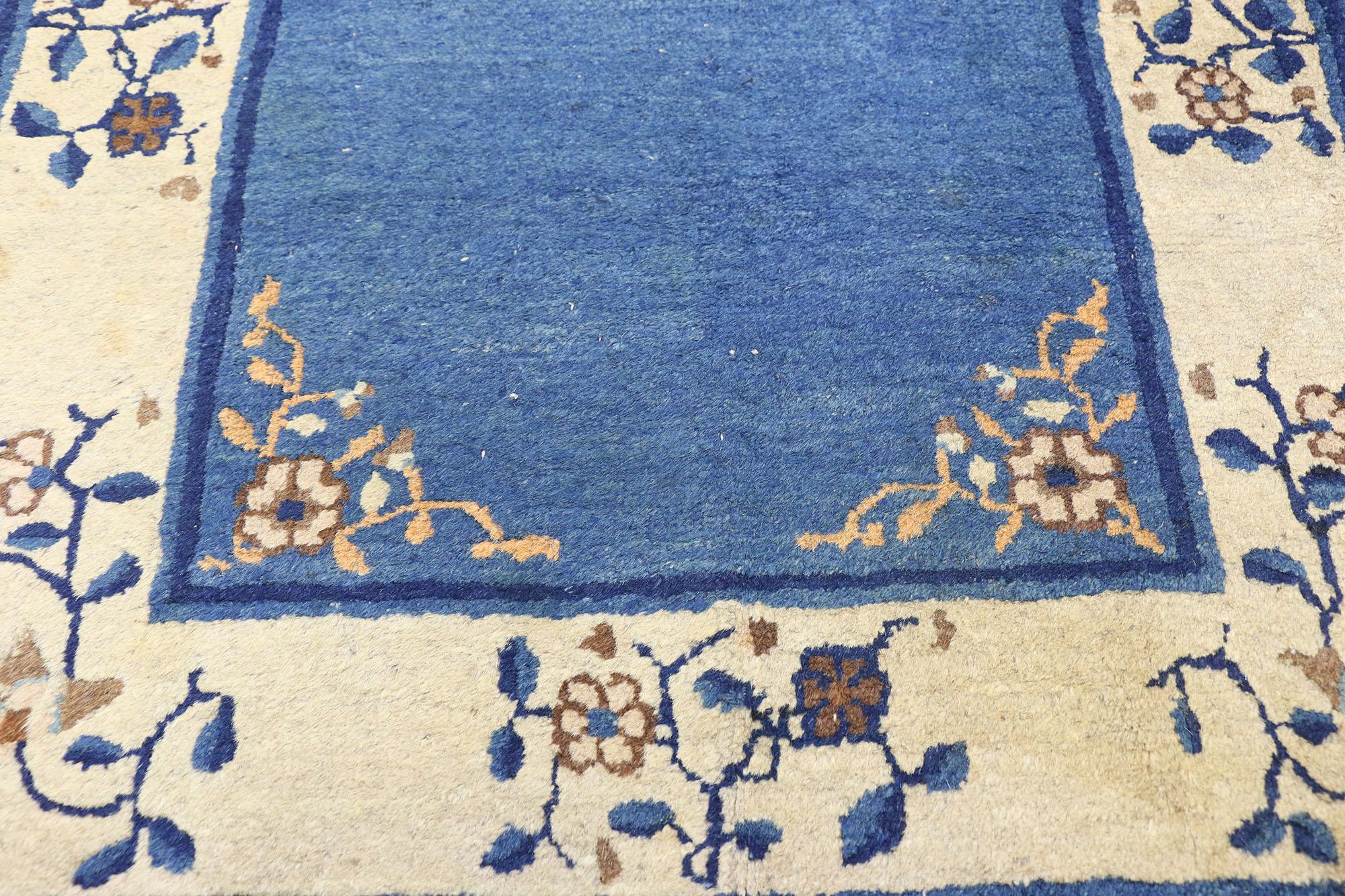 Antique Chinese Peking Accent Rug with Neoclassical Chinoiserie Style For Sale 1