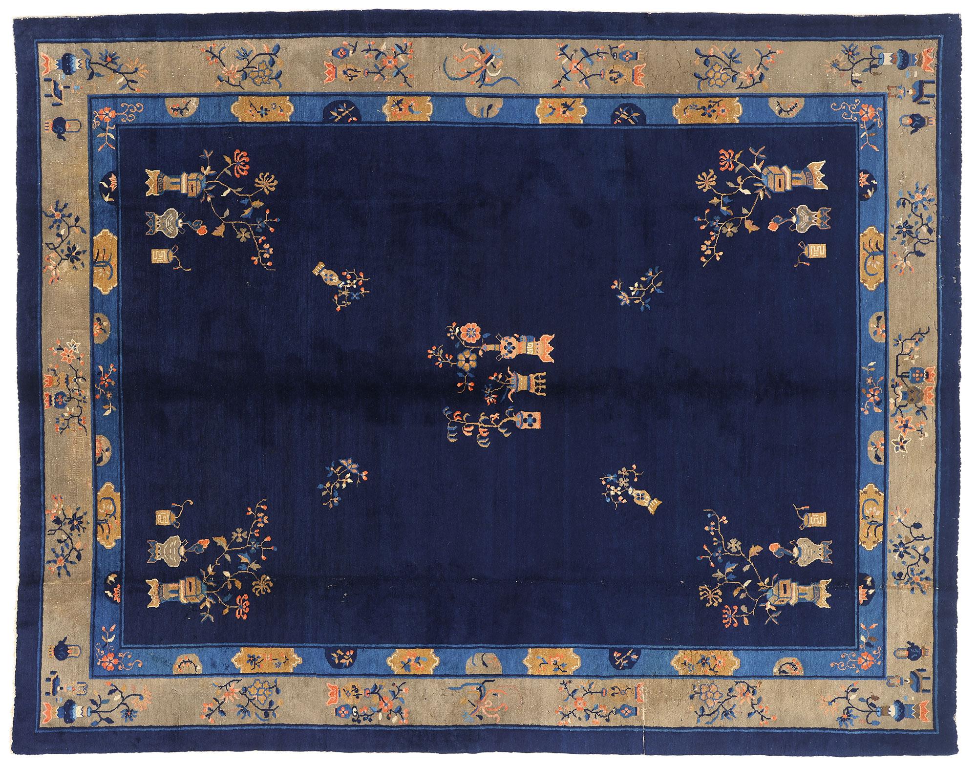 Tapis chinois ancien de Pékin de style chinois traditionnel et chinoiserie en vente 2