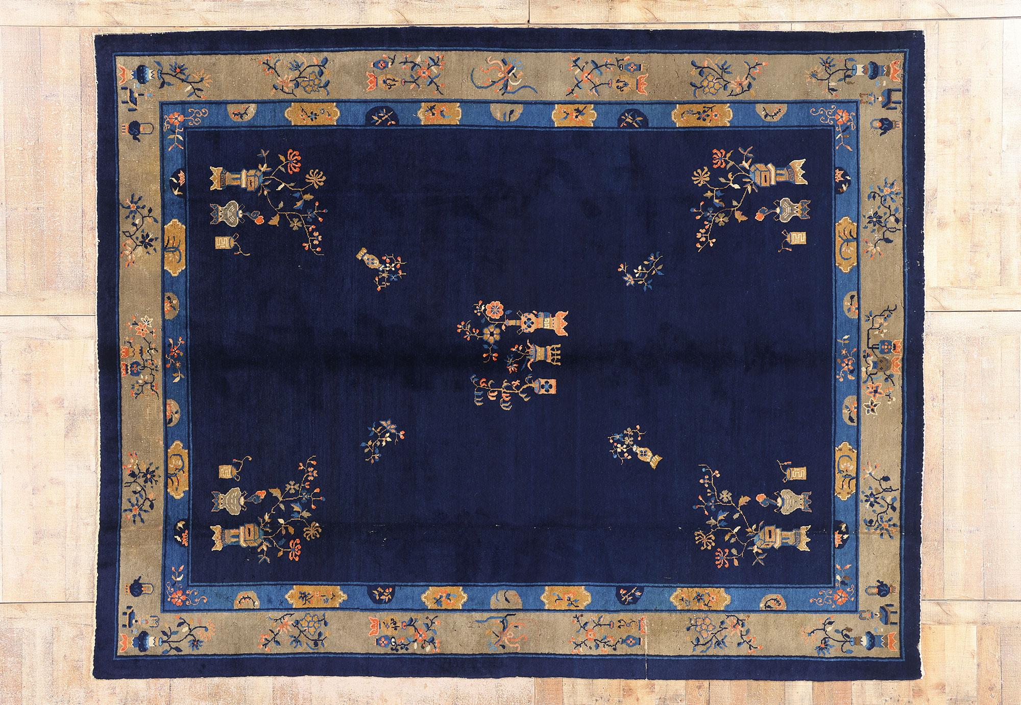 Tapis chinois ancien de Pékin de style chinois traditionnel et chinoiserie en vente 10