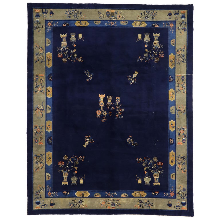 Antique Chinese Peking Area Rug with Traditional Chinoiserie Style For ...