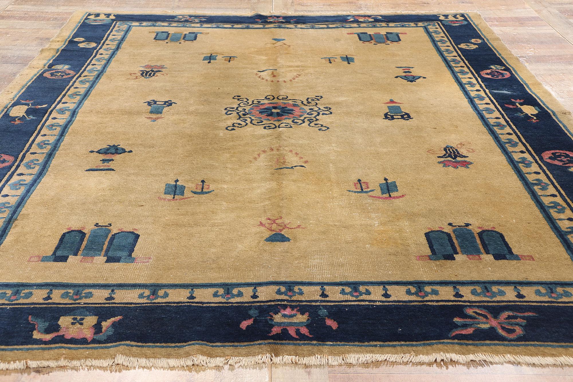 Laine Tapis chinois pékinois ancien, 06'03 x 08'07 en vente