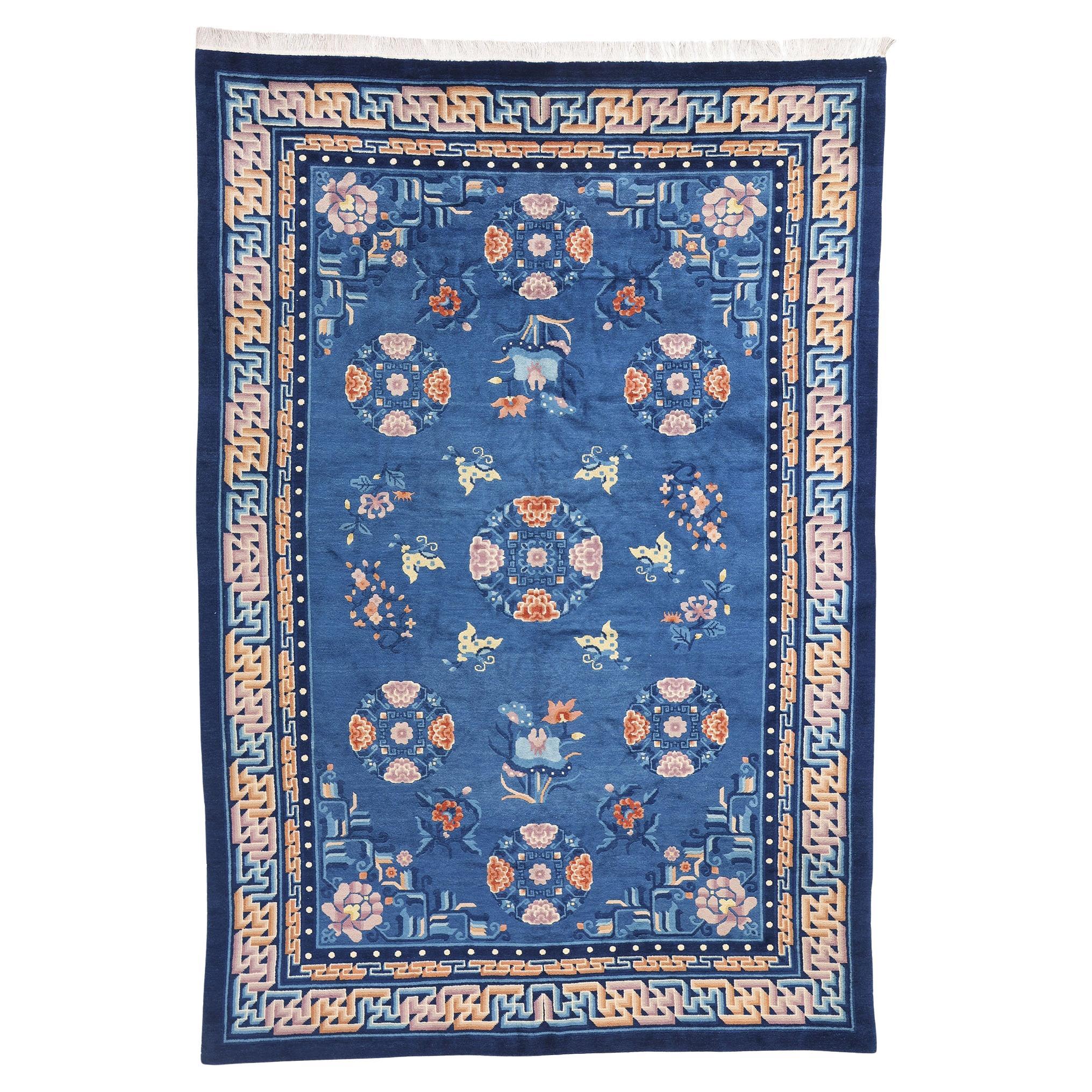 Antique Chinese Peking Carpet with Traditional Chinoiserie Style