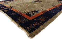 Antique Brown and Blue Chinese Peking Carpet, 09'00 x 11'01