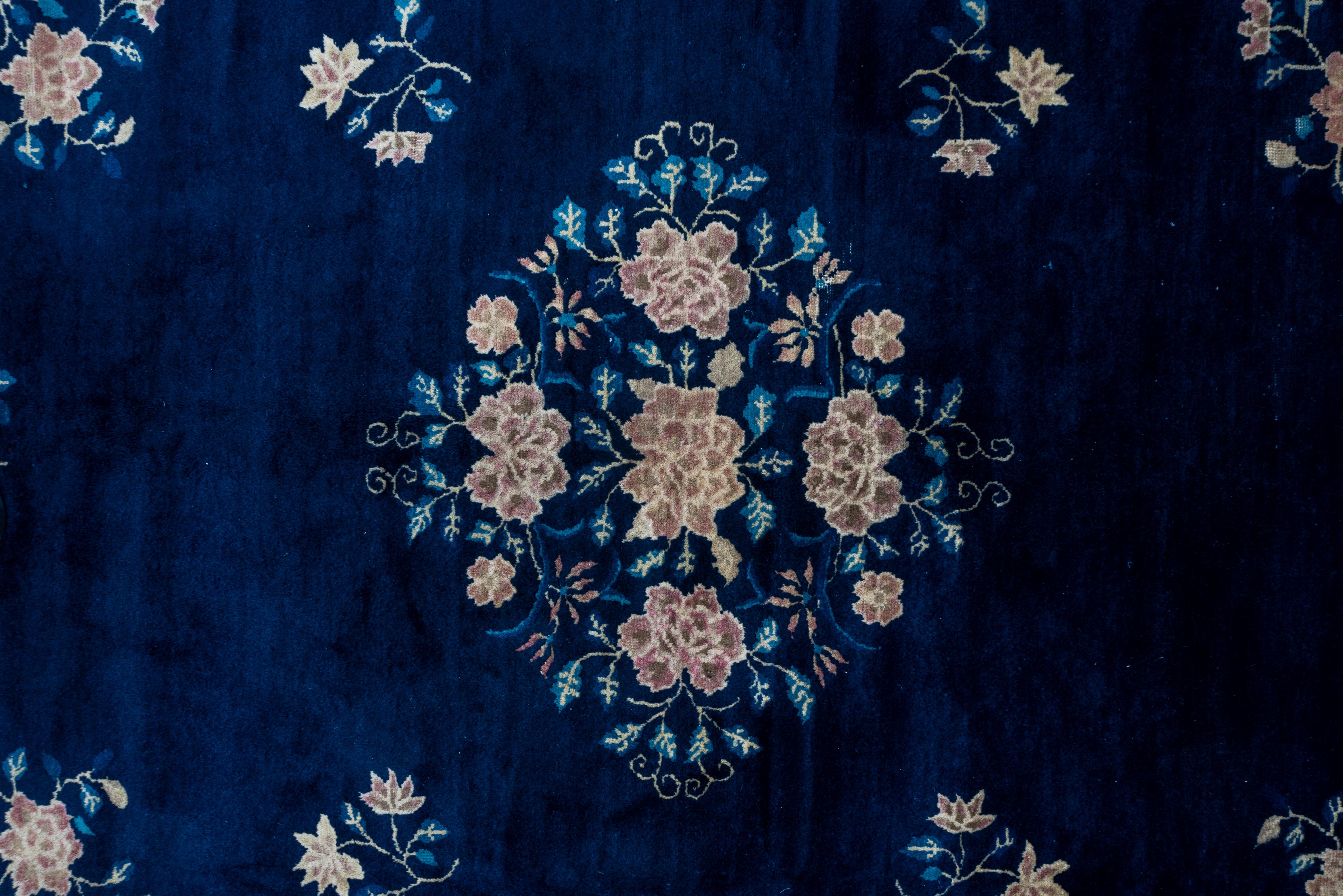 Hand-Knotted Antique Chinese Peking Carpet, Blue Field