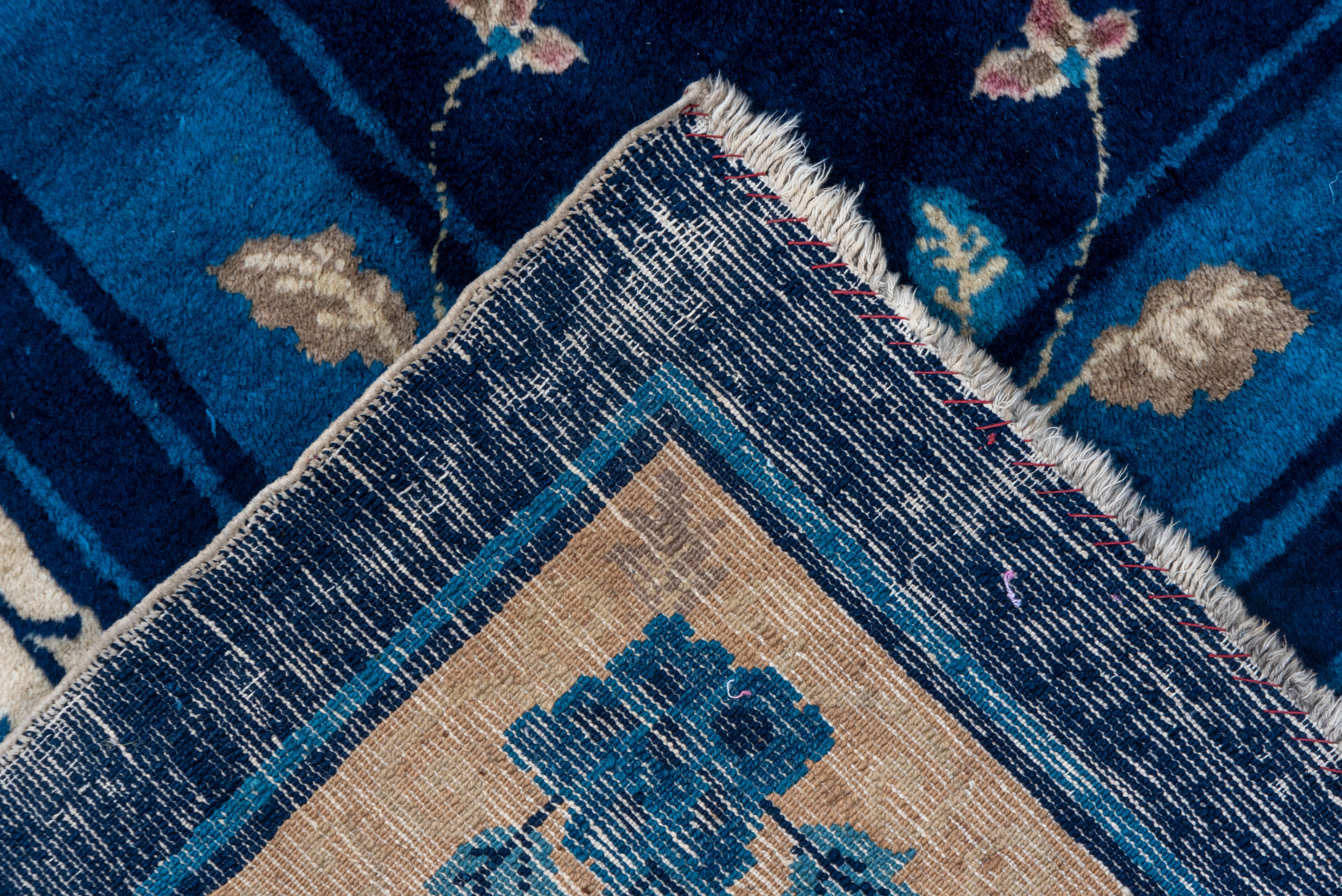 Wool Antique Chinese Peking Carpet, Blue Field