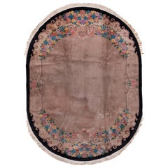 Tapis ovale chinois ancien Fette de Pékin