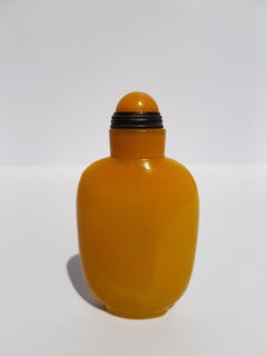 Antique Chinese Peking Glass Snuff Bottle Honey Amber Imperial Yellow Glass Qing