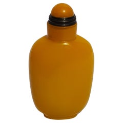 Ancienne bouteille à priser en verre de Pékin miel ambre impérial verre jaune Qing