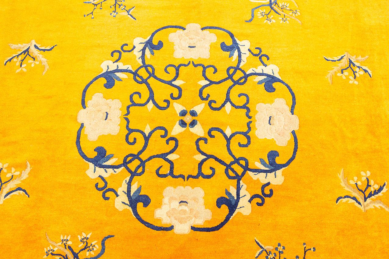 20th Century Chinese Peking Rug Imperial Gold-Color For Sale
