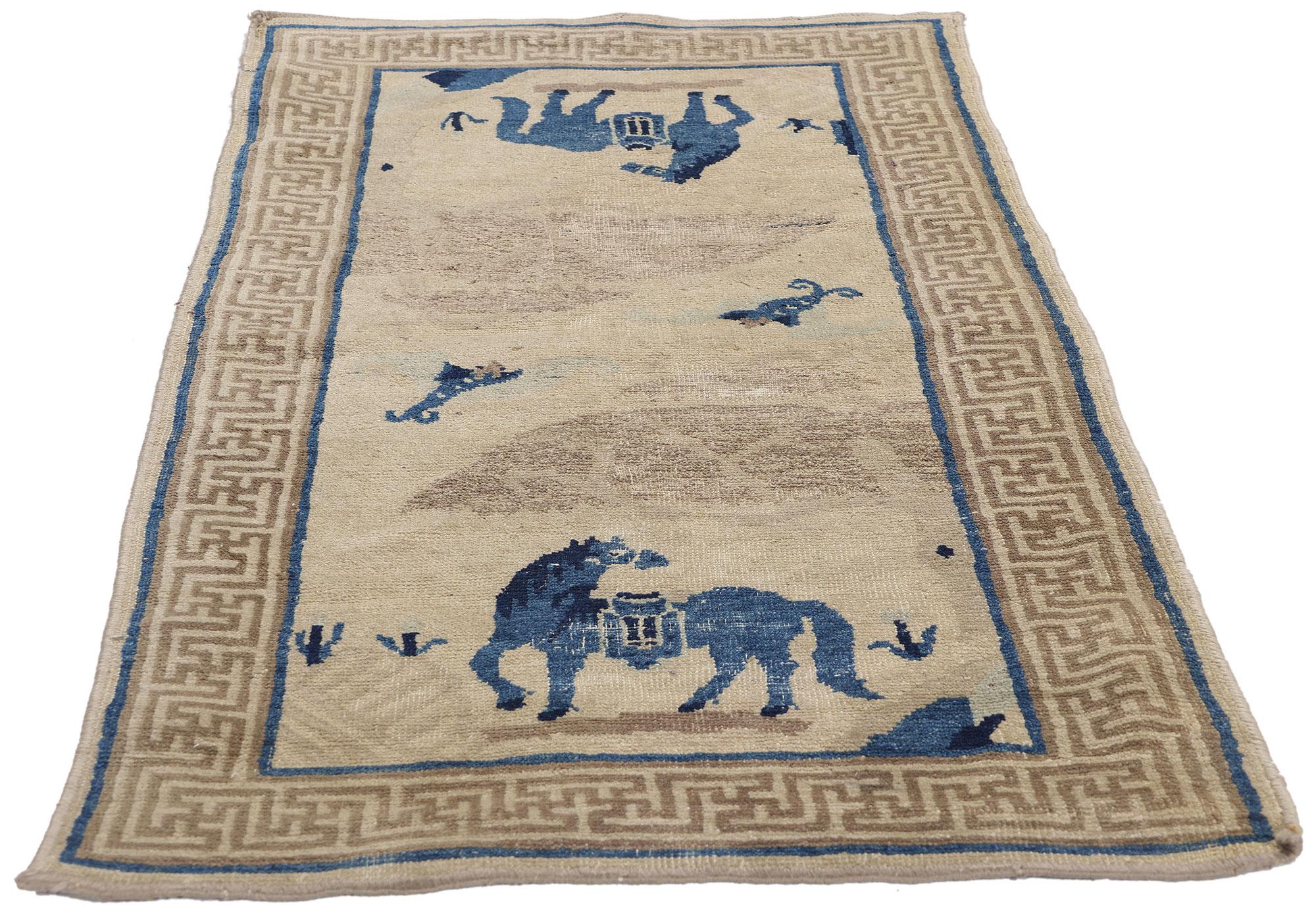 Qing Antique Chinese Peking Pictorial Carpet, 02'00 x 03'11 For Sale