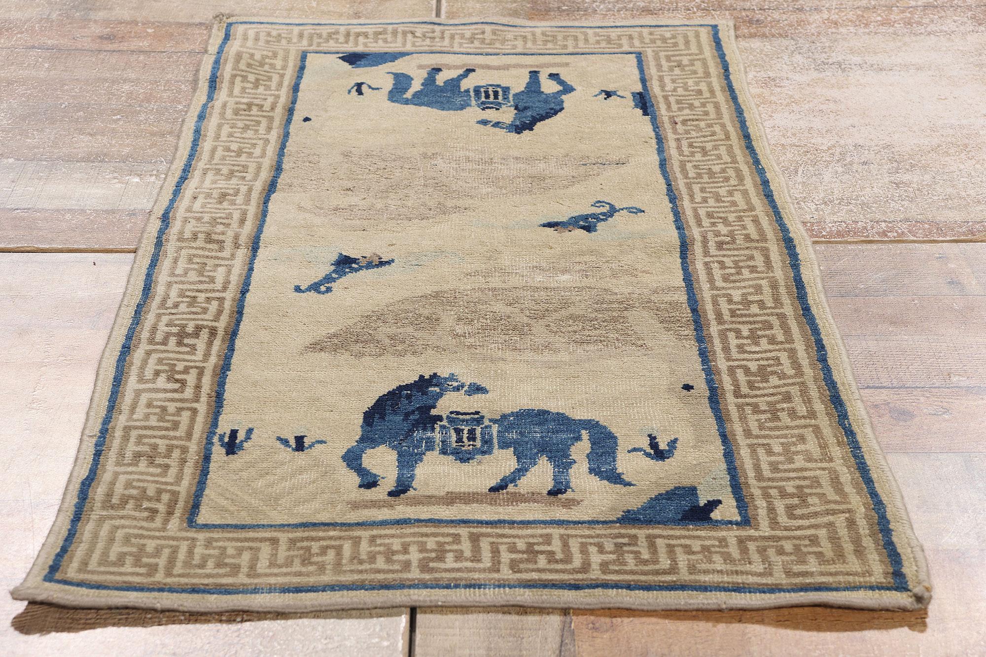 Antique Chinese Peking Pictorial Carpet, 02'00 x 03'11 For Sale 1