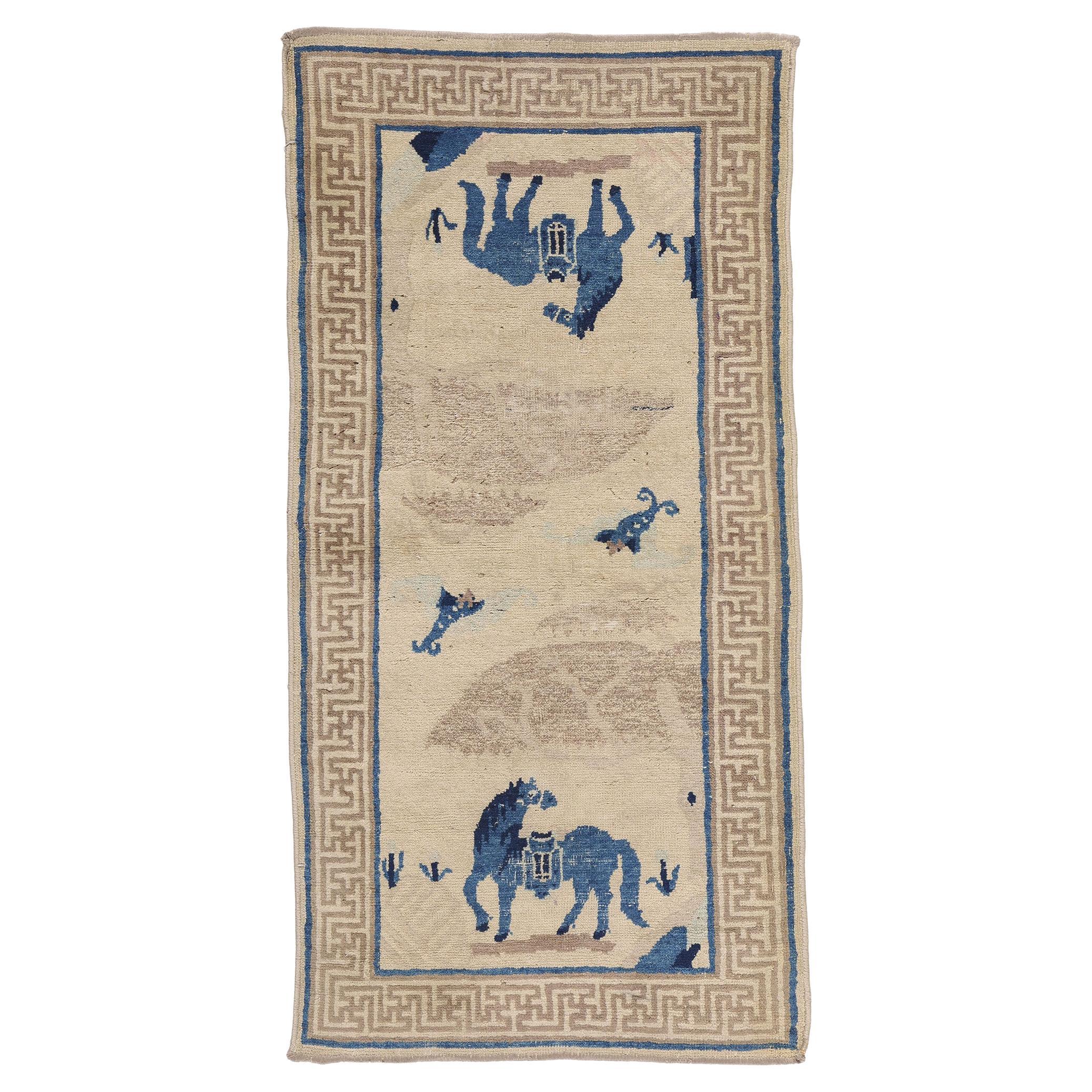 Antique Chinese Peking Pictorial Carpet, 02'00 x 03'11