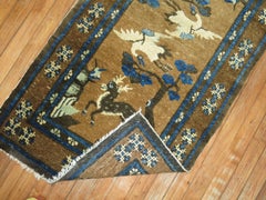 Reindeer Bird Antique Chinese Peking Pictorial Rug