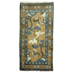 Reindeer Bird Antique Chinese Peking Pictorial Rug