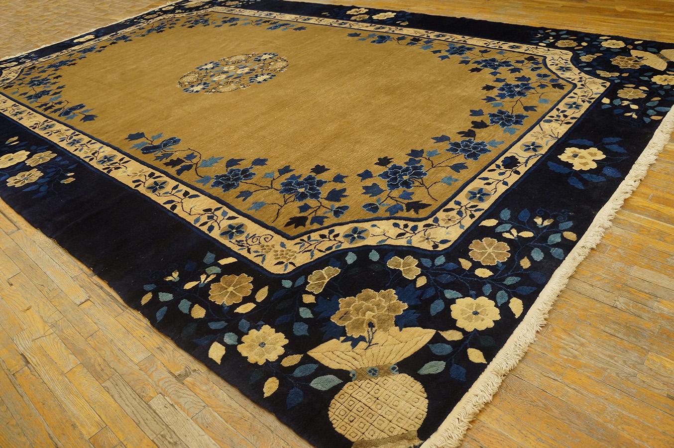 Hand-Knotted 1920s Chinese Peking Carpet ( 10'10